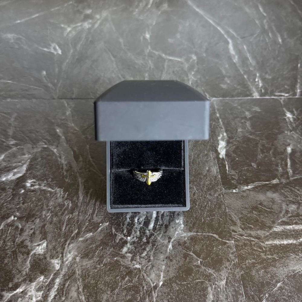 Silver Chrome Steel Y2k Cyber Wing Ring Brand New